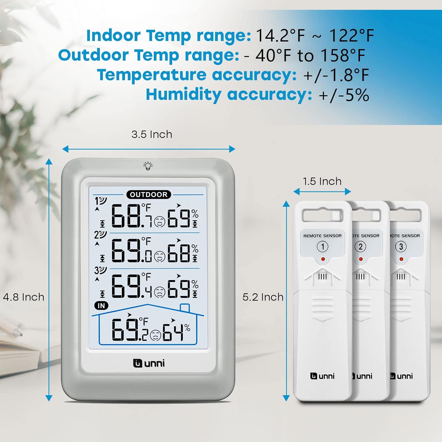 Monitor the temperature inside and out_