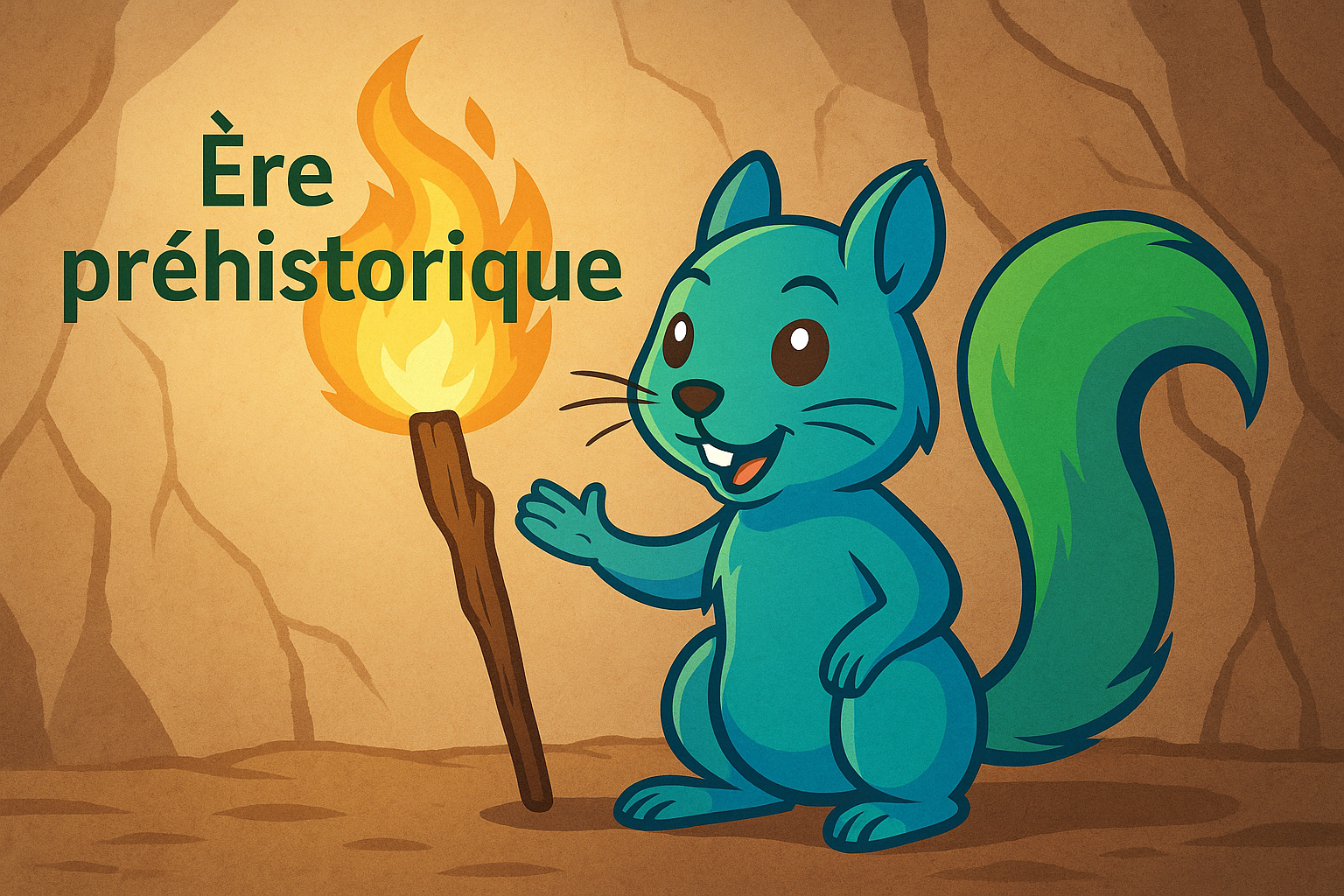 Mascotte avec une torche préhistorique