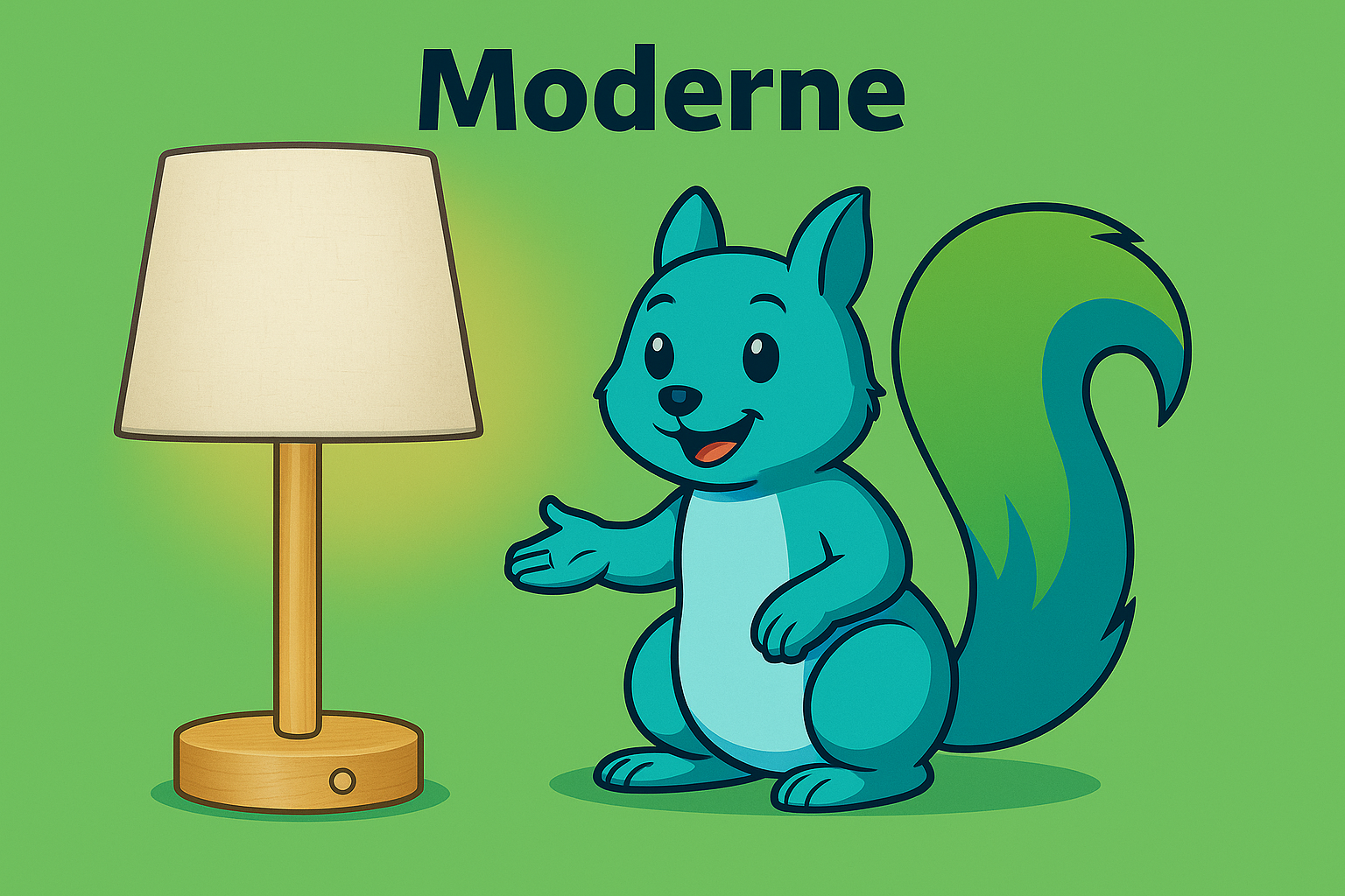 Mascotte pointant une ampoule LED moderne
