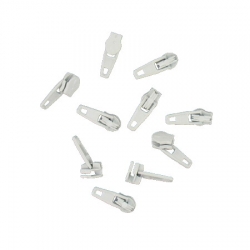 Lot De 10 Curseurs N°3 Non Verrouillables Pour Fermeture éclair Spirale Nylon 3mm - Métal, Couleur Crème