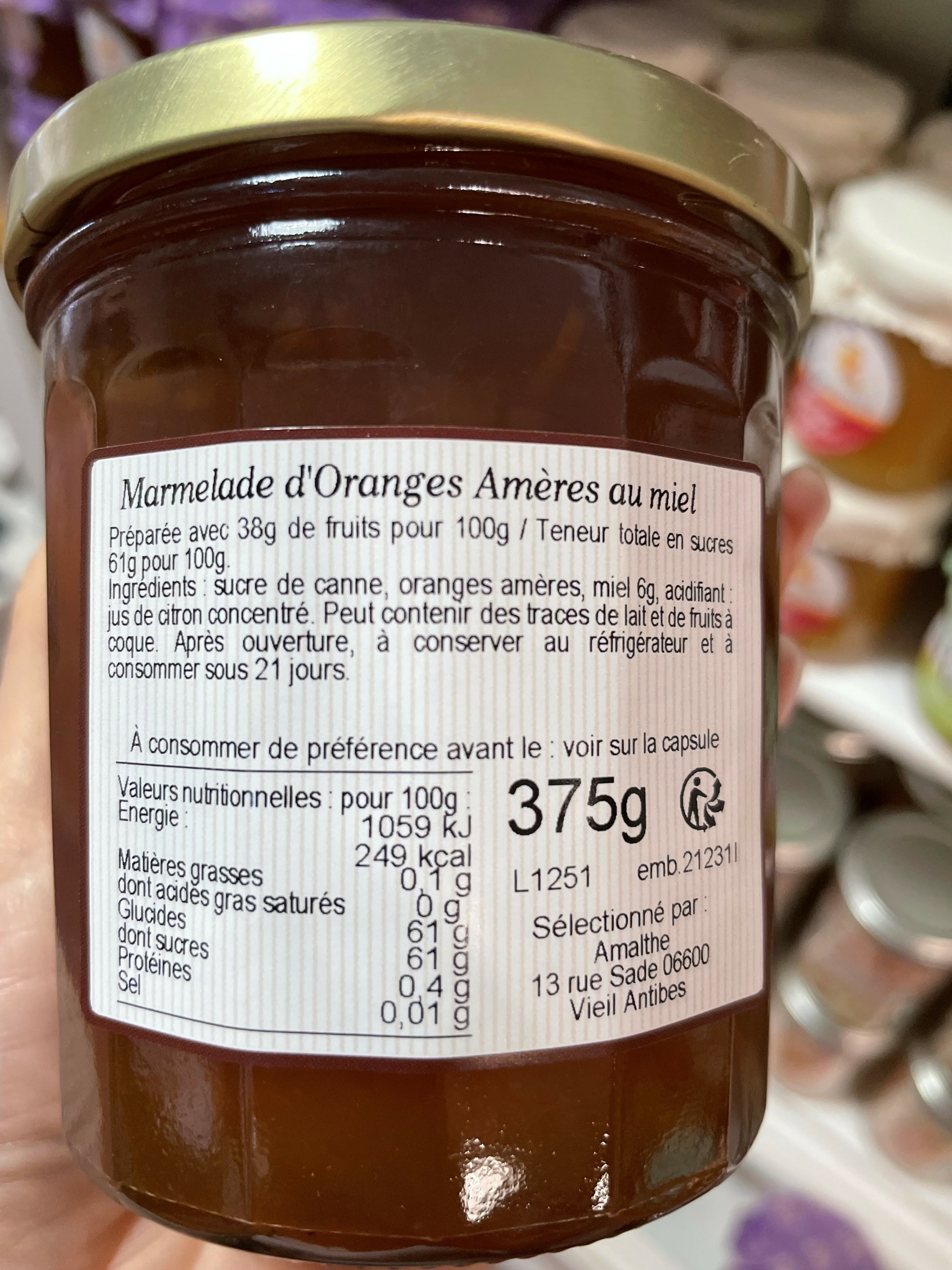 CONFITURE ORANGES AMERES