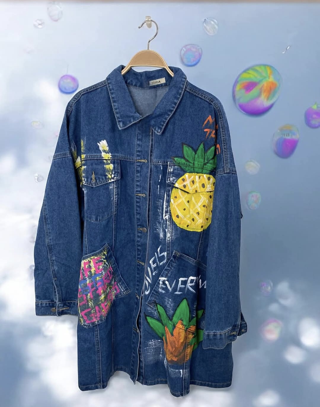 Veste en Jean Colorée Fruits – Fraîcheur et Style en Grande Taille