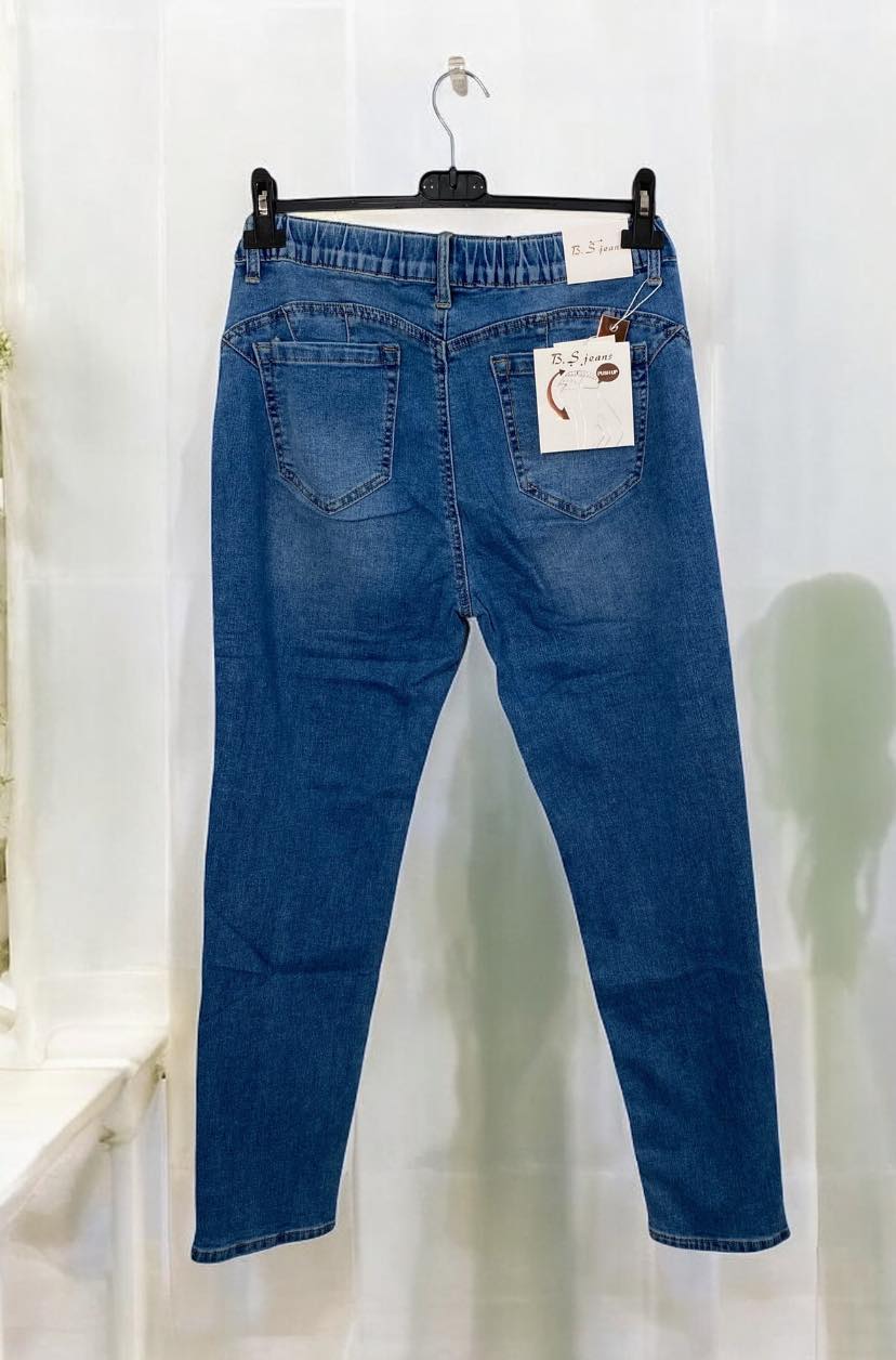 Jean Slim Taille Elastique Push Up Bleu femme grande taille