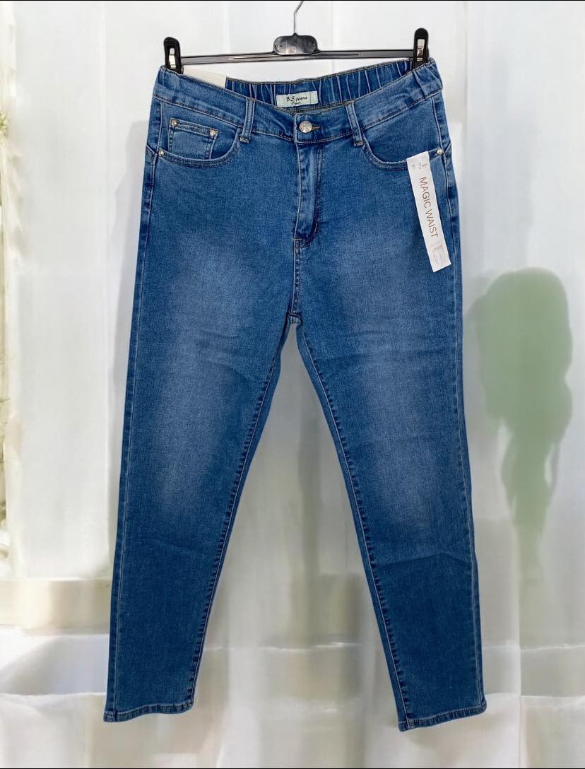 Jean Slim Taille Elastique Push Up Bleu femme grande taille4