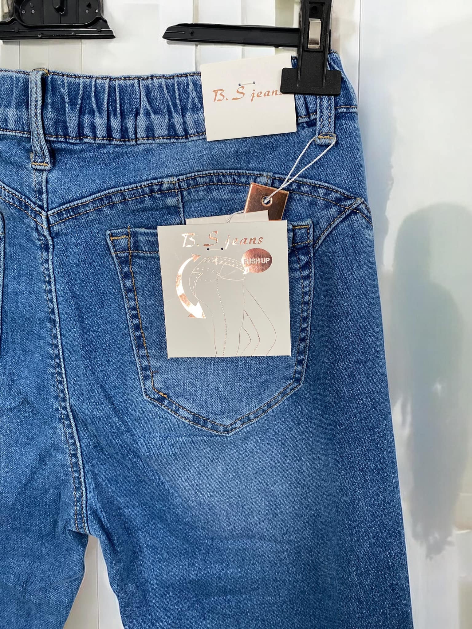 Jean Slim Taille Elastique Push Up Bleu femme grande taille2