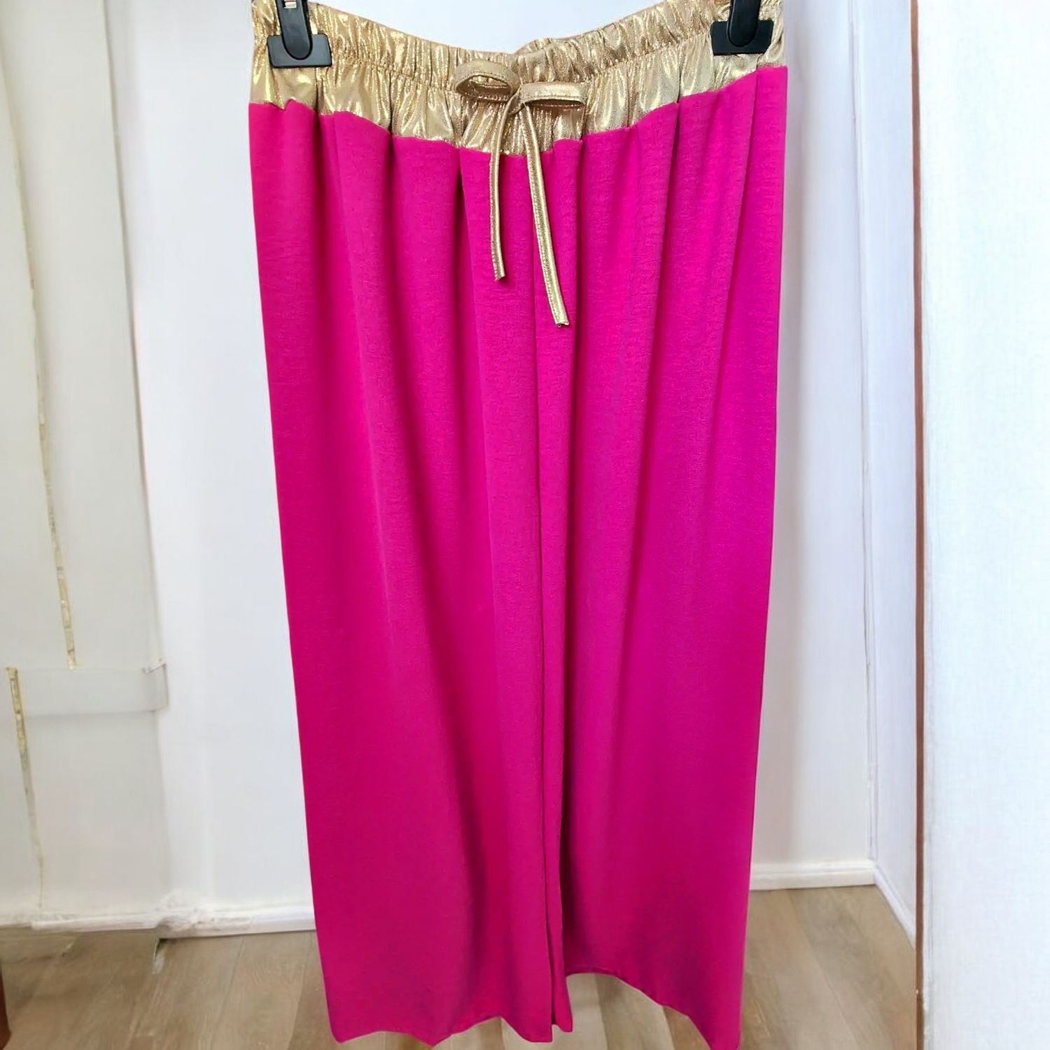 Pantalon ample rose et doré femme grande taille