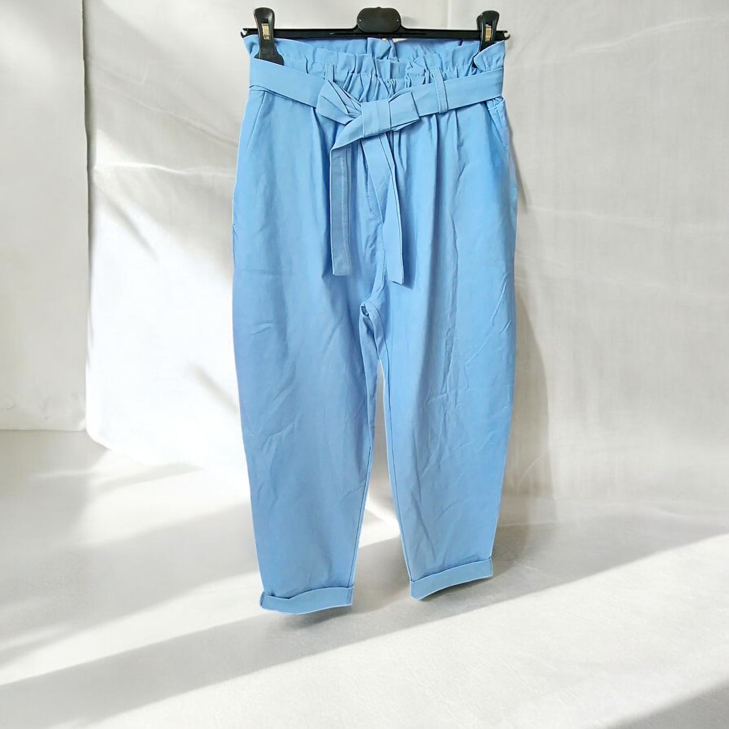 Pantalon Taille Haute Bleu ciel avec Ceinture