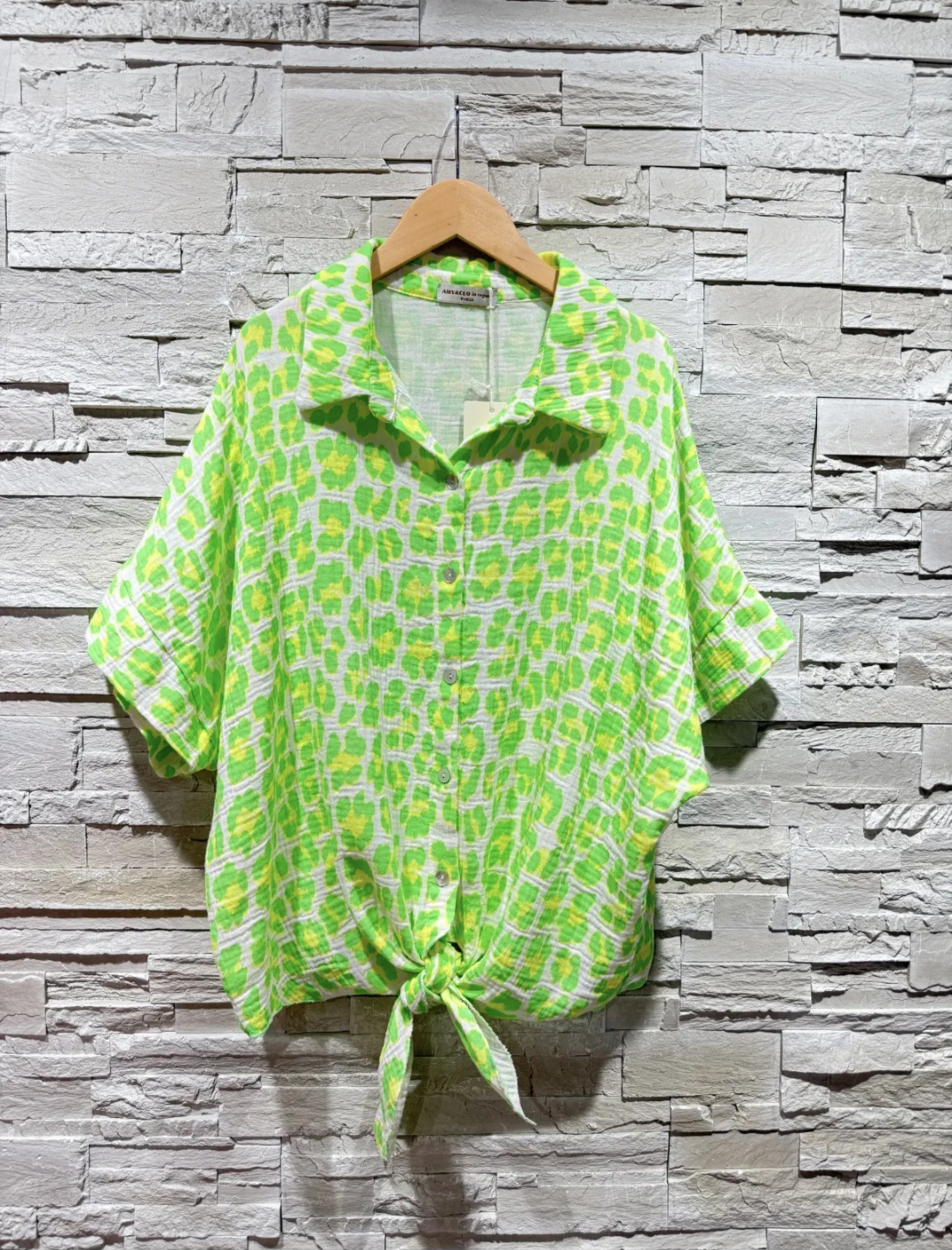 Chemisier vert fluo gaze de coton grande taille