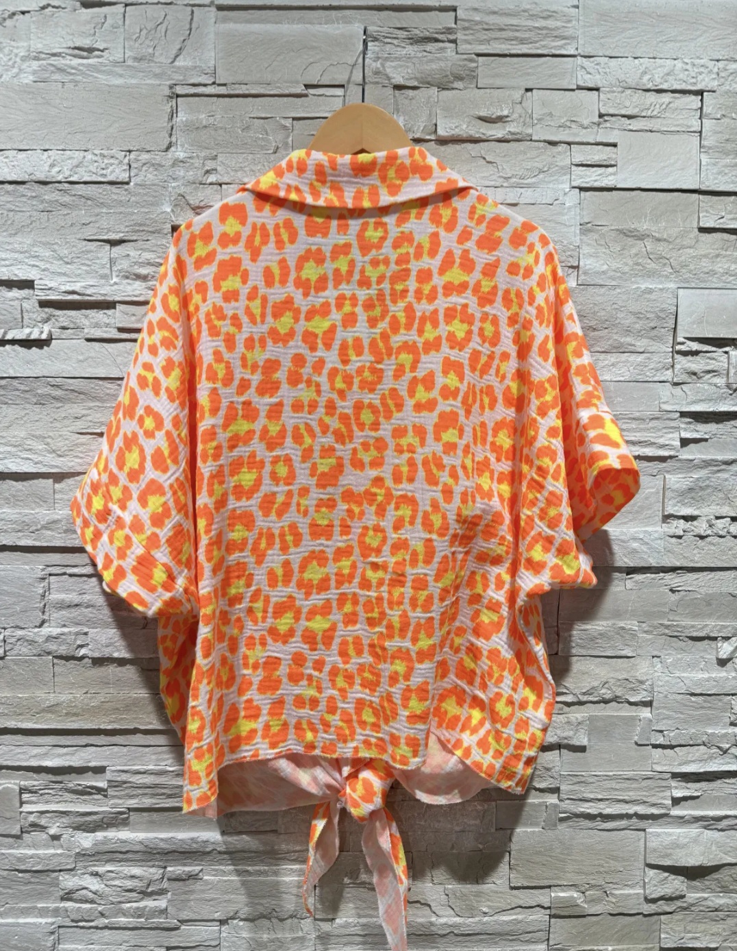Chemise à motifs orange fluo gaze de coton grande taille