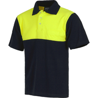 Polo combiné Marine / Jaune Fluo - Manches courtes - C3840