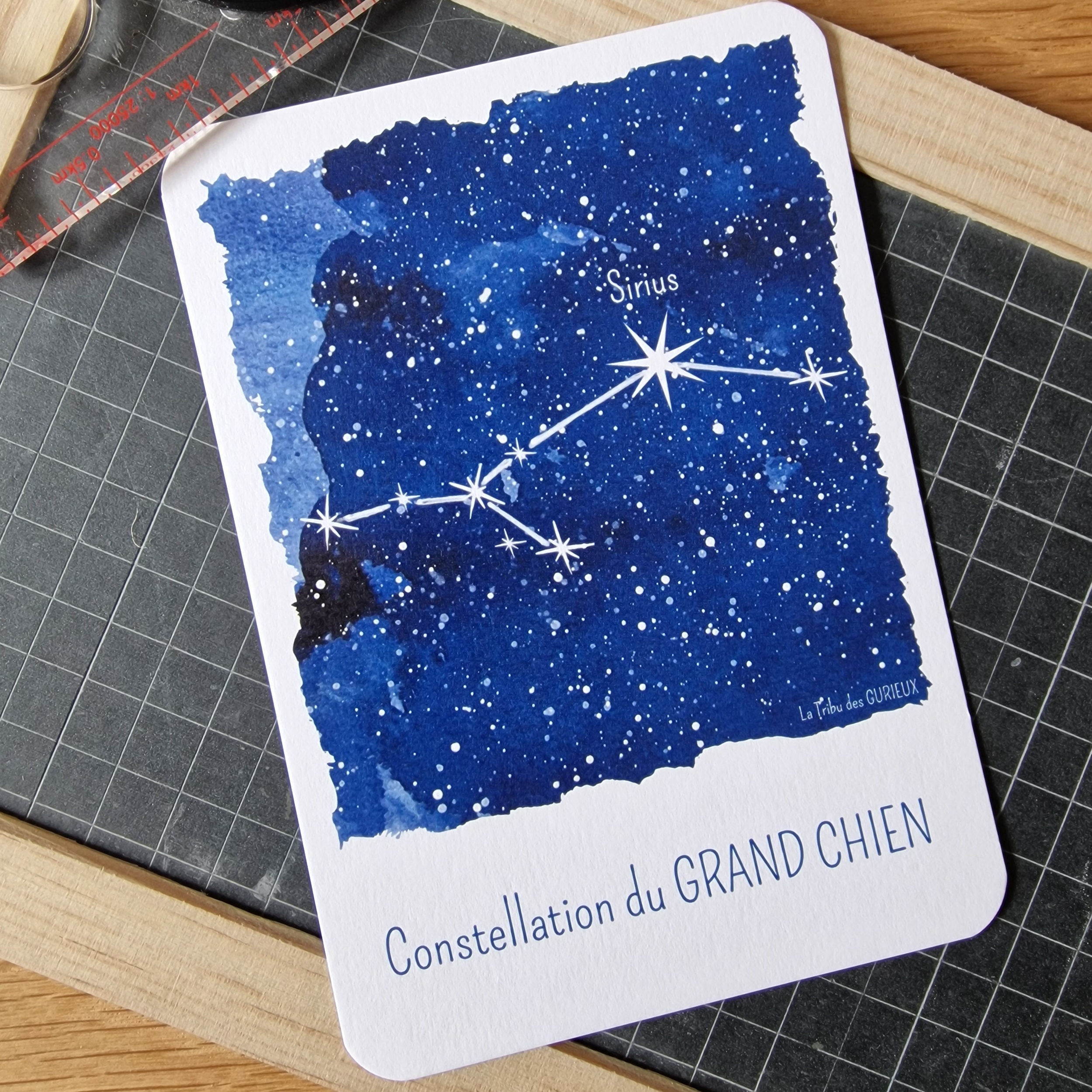 Design carte étoile Constellation Le Grand Chien
