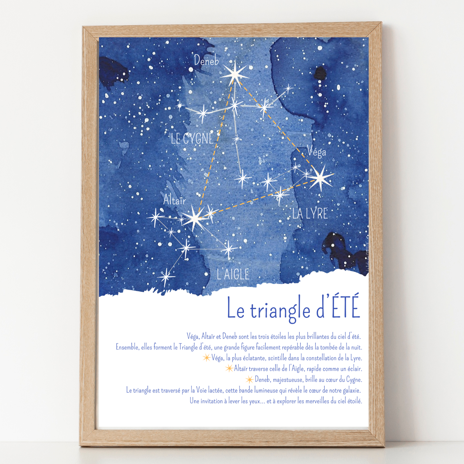 Affiche Carte du ciel étoilé et des constellations duTriangle dété
