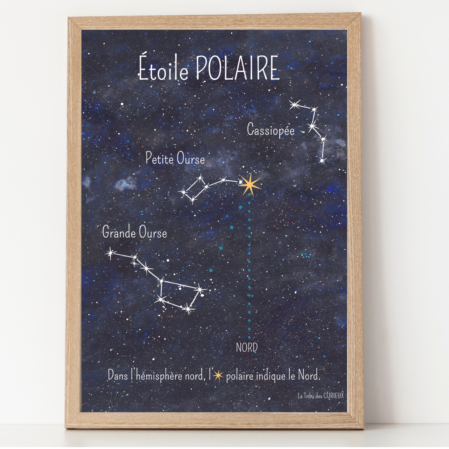 Affiche carte des étoiles et des constellations étoile polaire