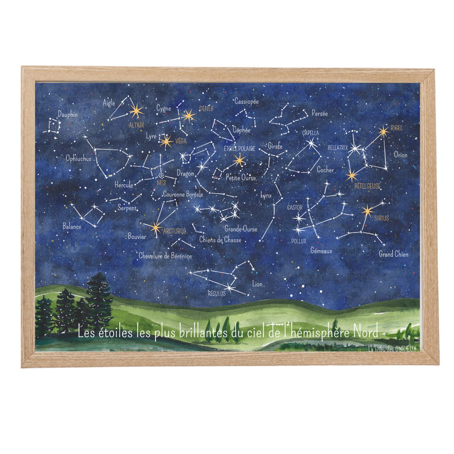 Affiche carte du ciel des étoiles et constellations de lhémisphère nord 3