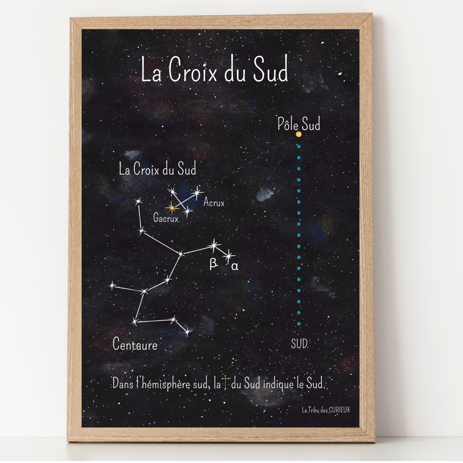 Affiche-carte-du-ciel-et-constellations-la-croix-du-sud