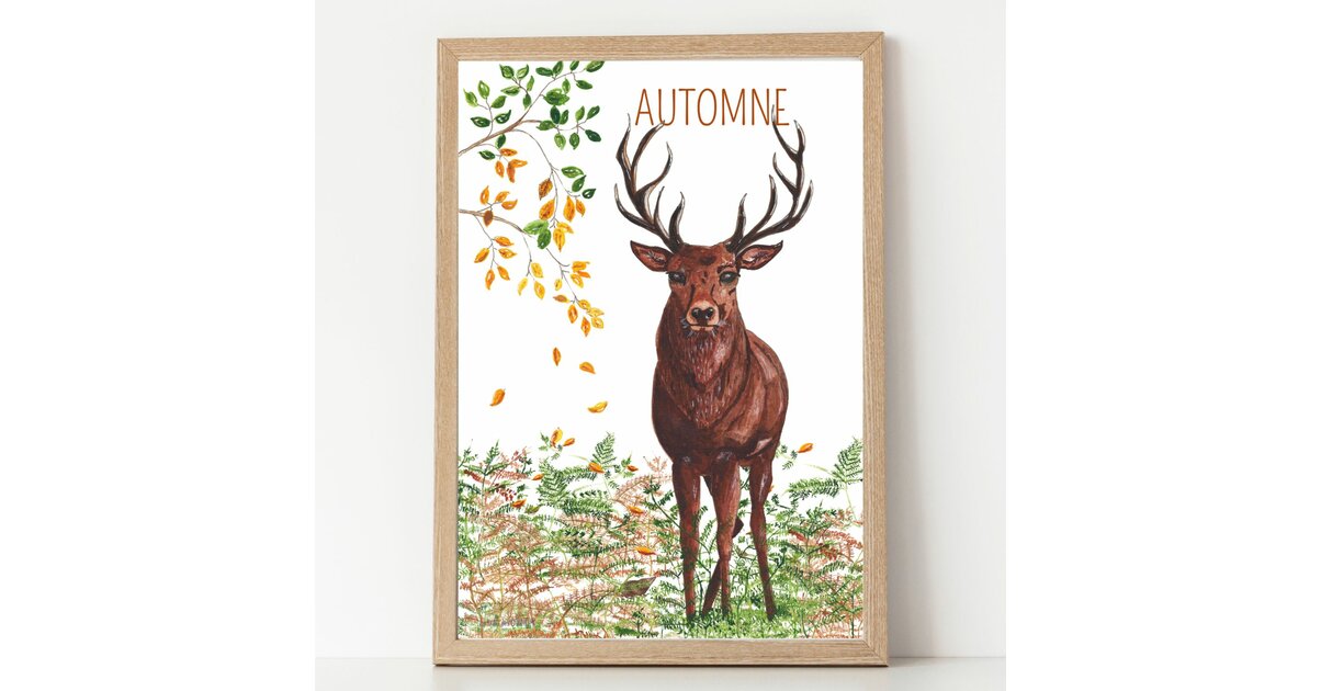 Affiche des saisons Automne - Illustration ludique et décorative