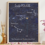 Affiche carte des constellations et du ciel etoile polaire