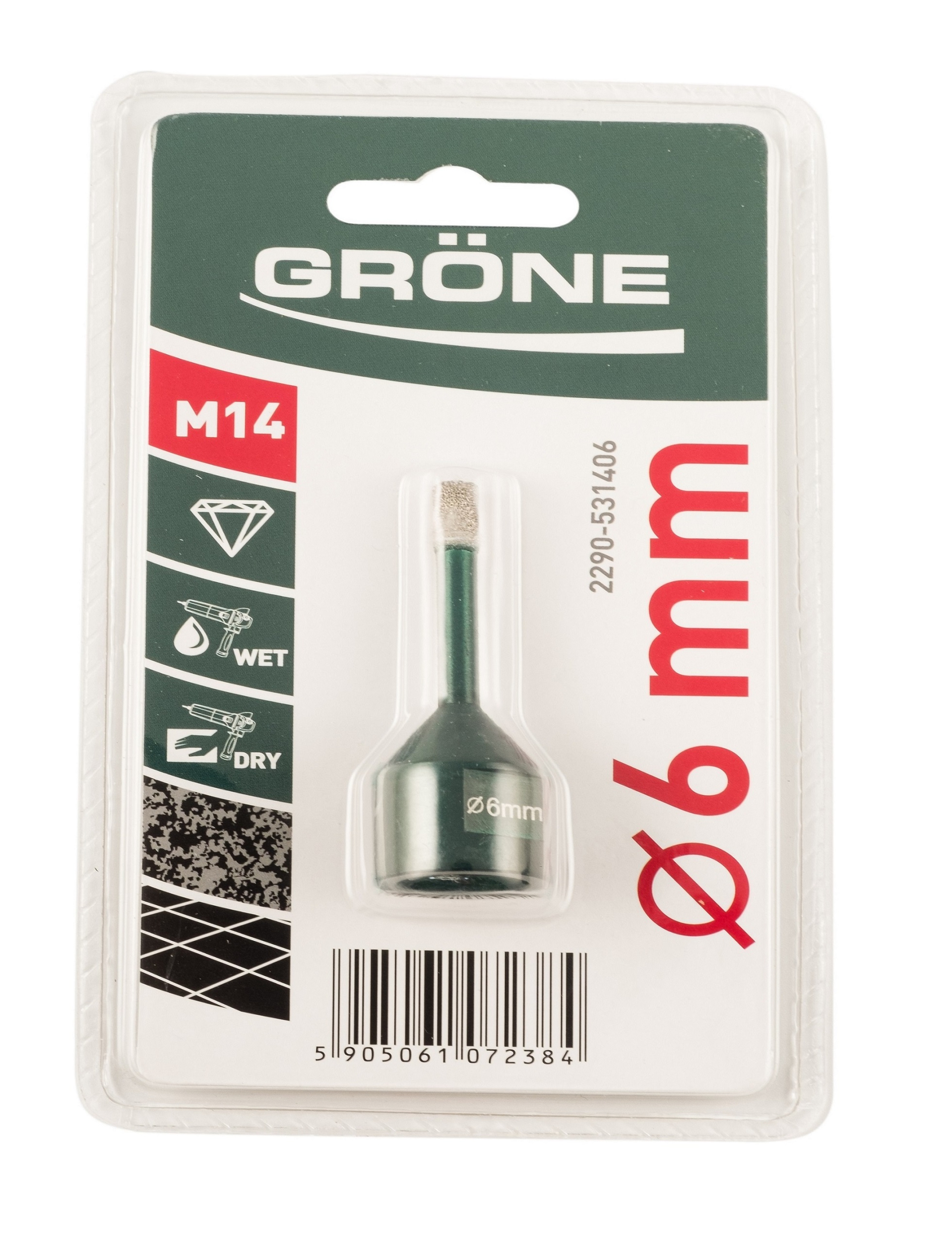Trépan diamant 6mm M14 GRONE K2290-531406