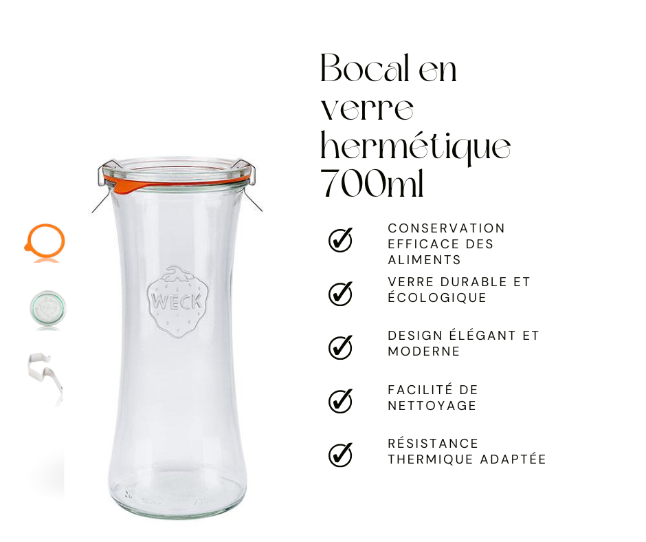 Bocal en verre hermétique 700ml