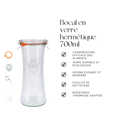 Bocal en verre hermétique 700ml