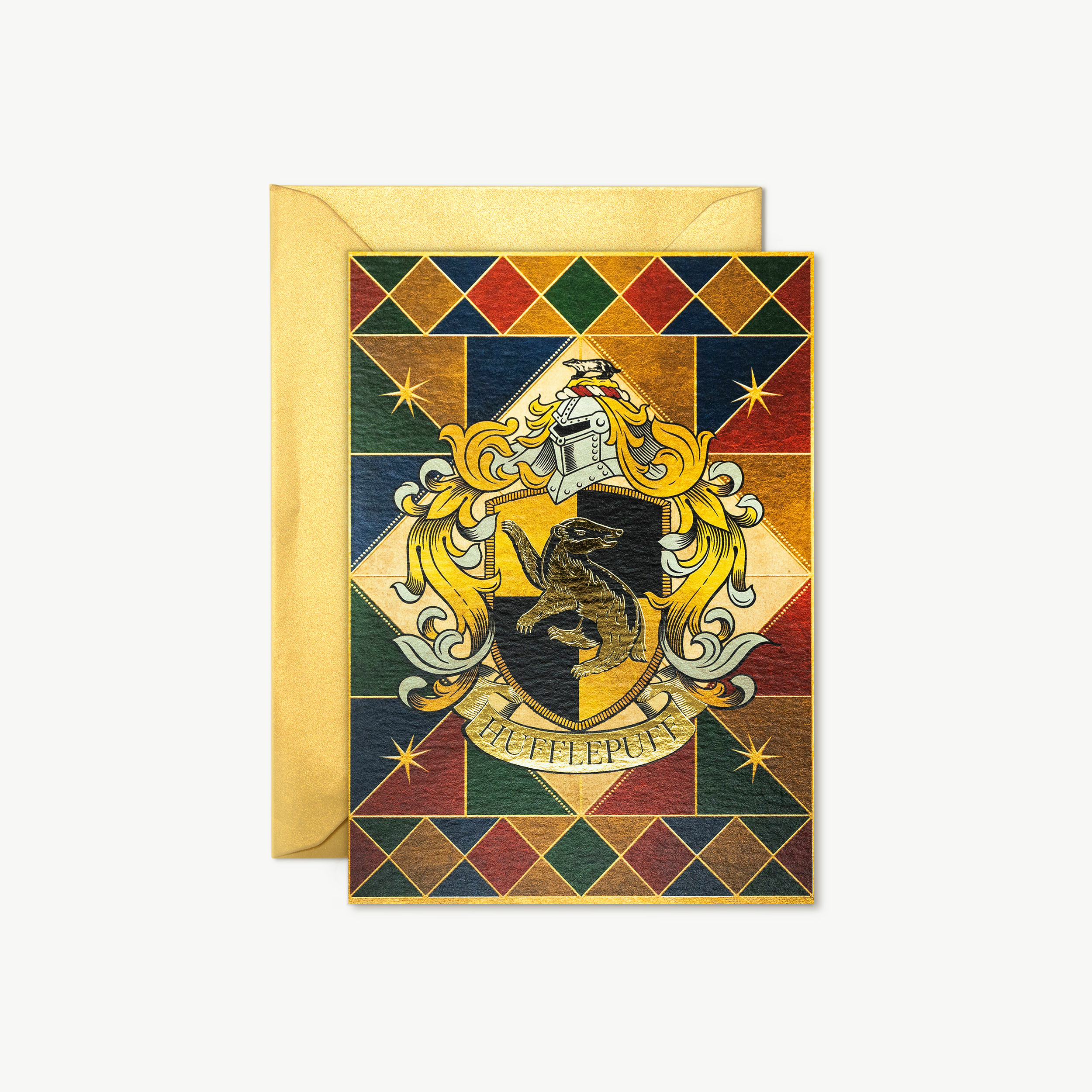 HPCARD35_NOTECARD_FOILED_HUFFLEPUFF_CREST_IMAGE_01