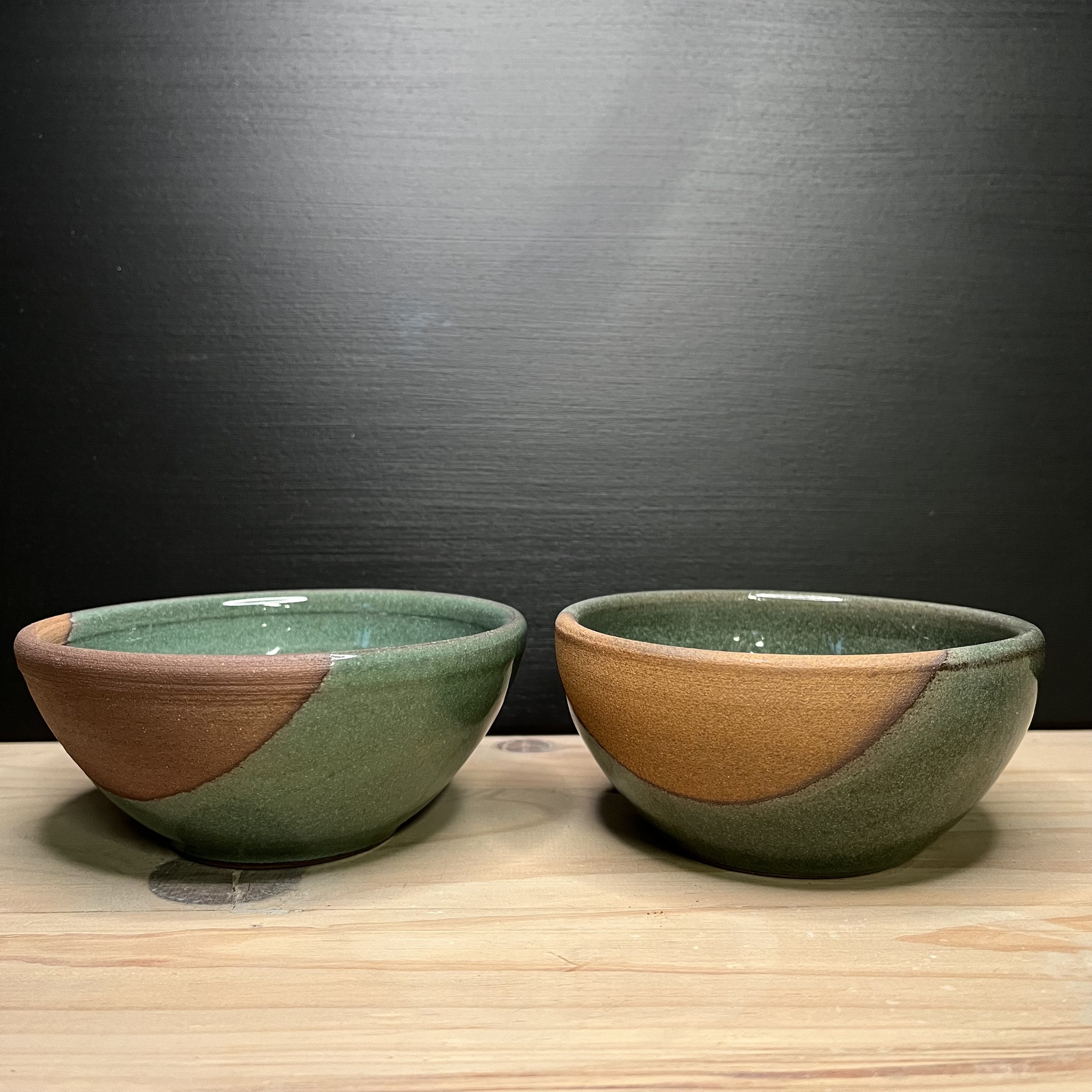 duo de bolées verts en grès