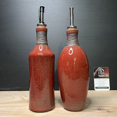 Duo Huile & Vinaigre en grès rouge de cuivre DHL04