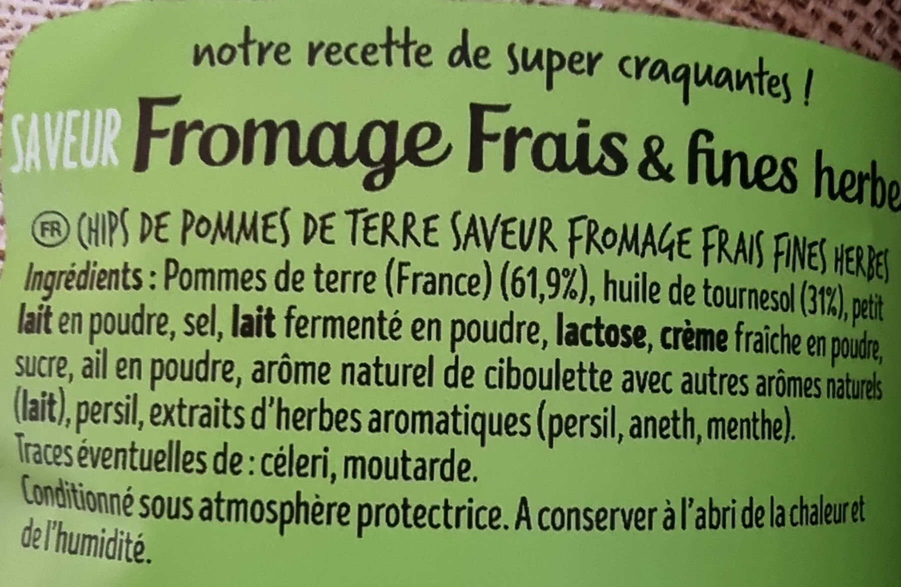 Ing chips Fromage frais et fines herbes