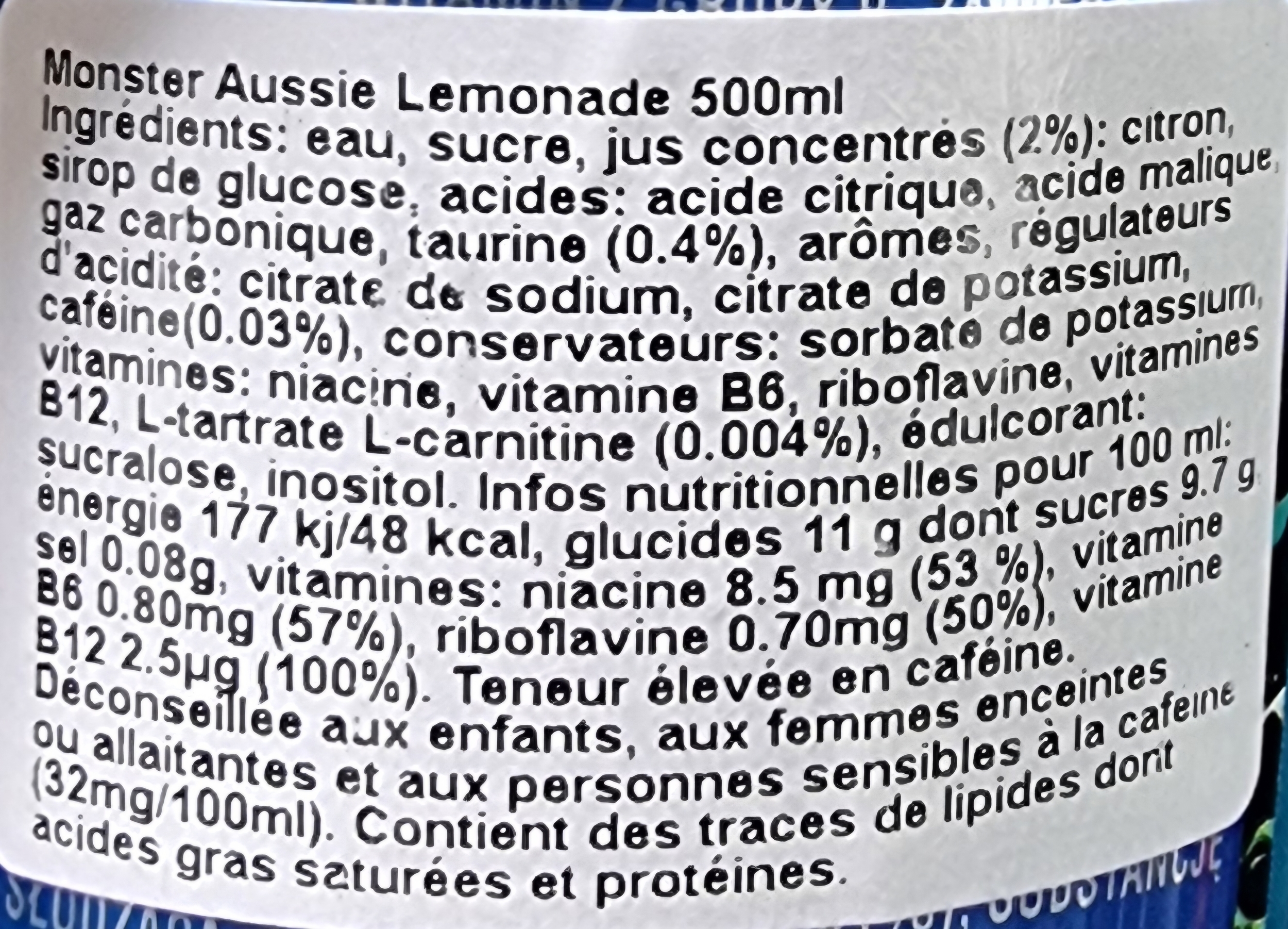 Ing Monster Aussie lemonade 500ml