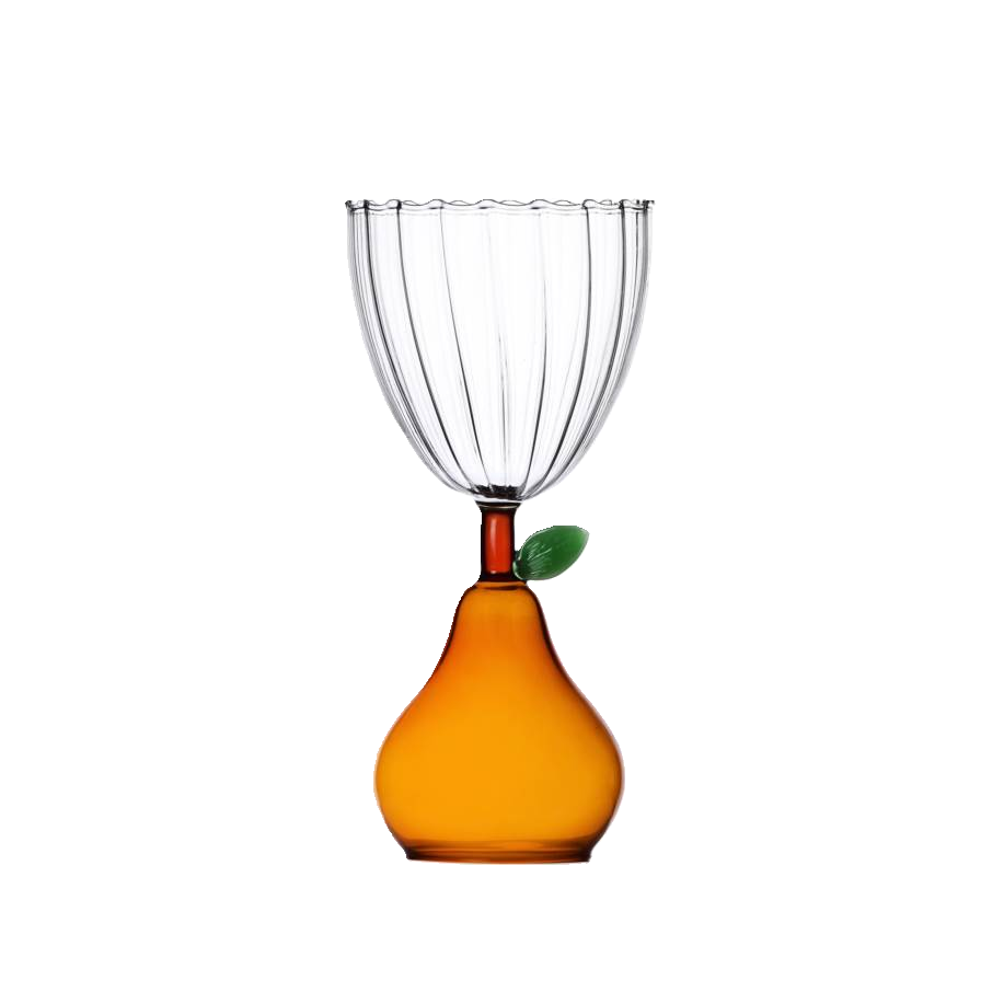 Stemmed Glass Pear Amber - 9352338