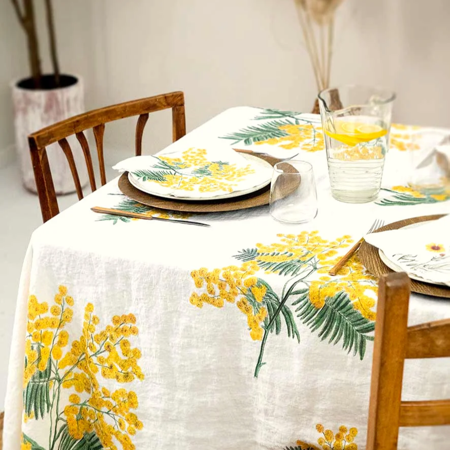 Nappe Lin Blanc Mimosa