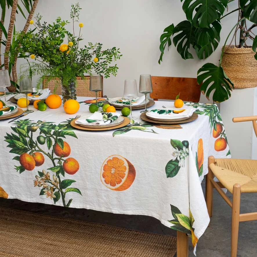 Nappe Lin Blanc Agrumes