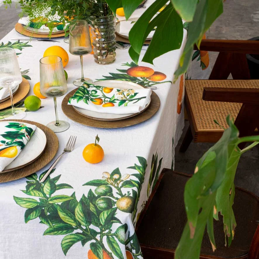 Nappe Lin Blanc Agrumes 2