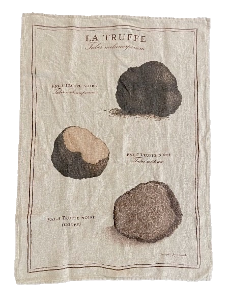 Torchon en lin naturel motif Truffe