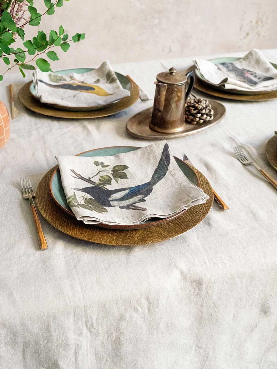 Serviettes lin Oiseaux sauvages 4