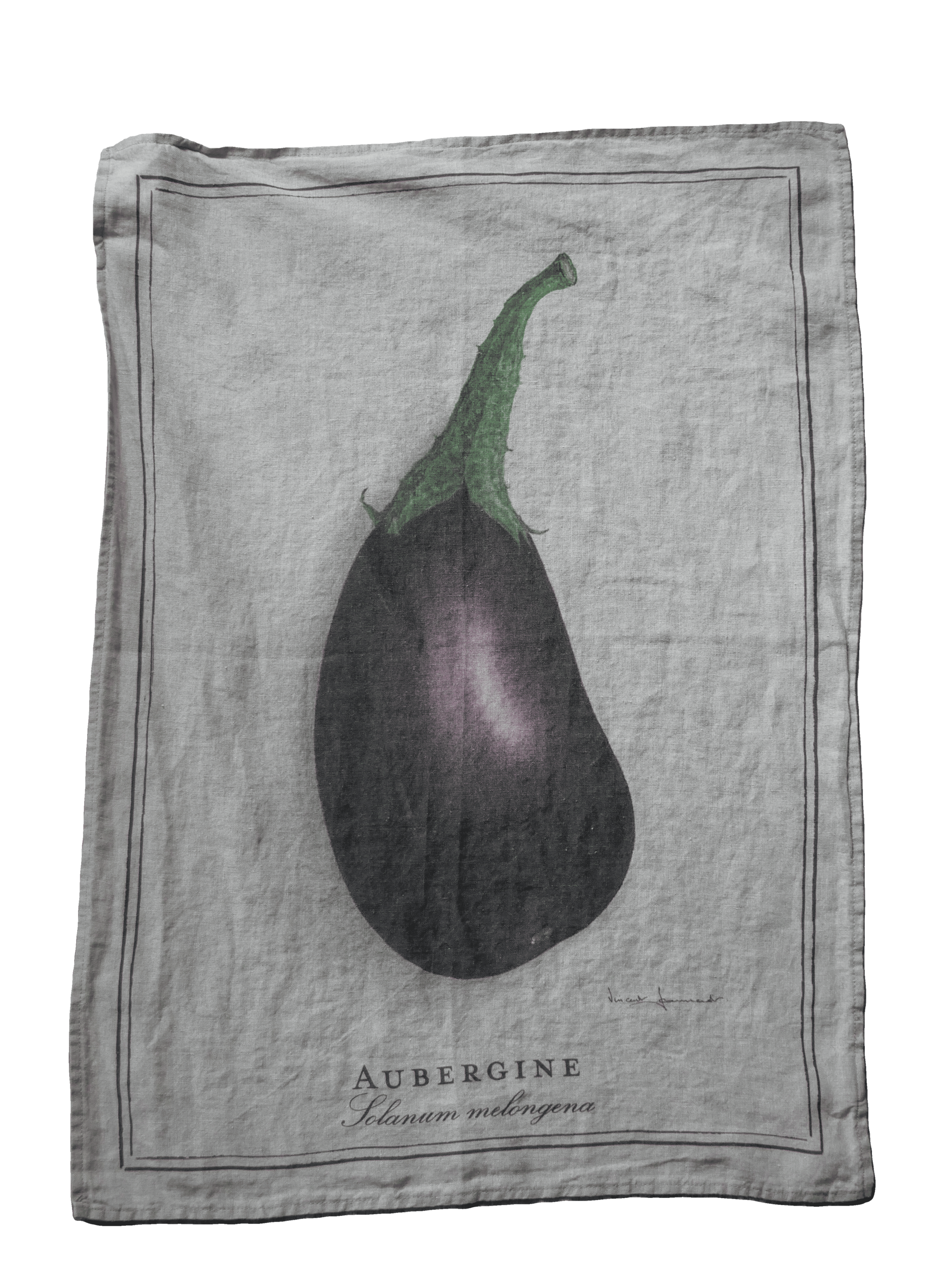 Torchon en lin naturel Aubergine