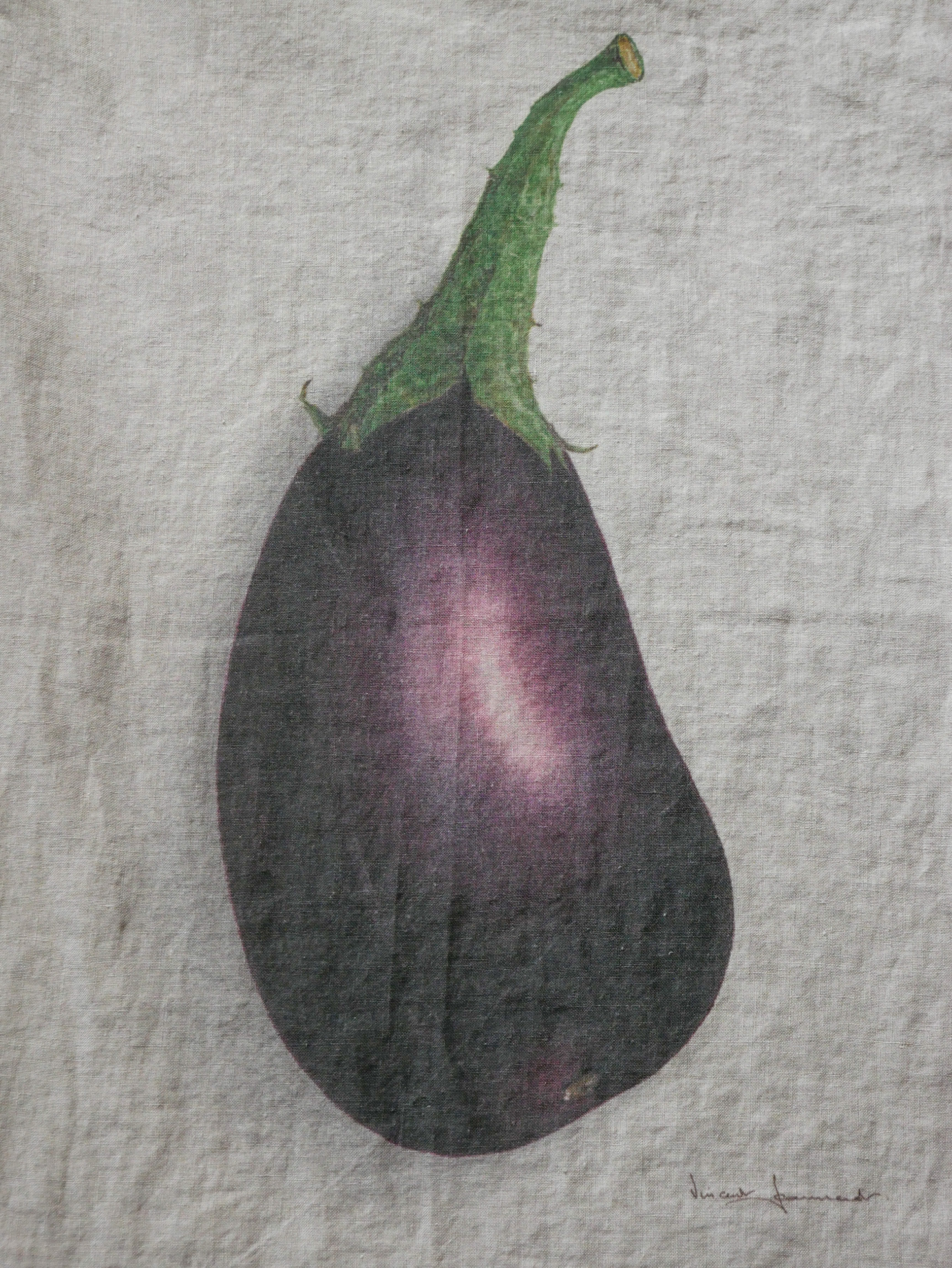 Torchon en lin Aubergine