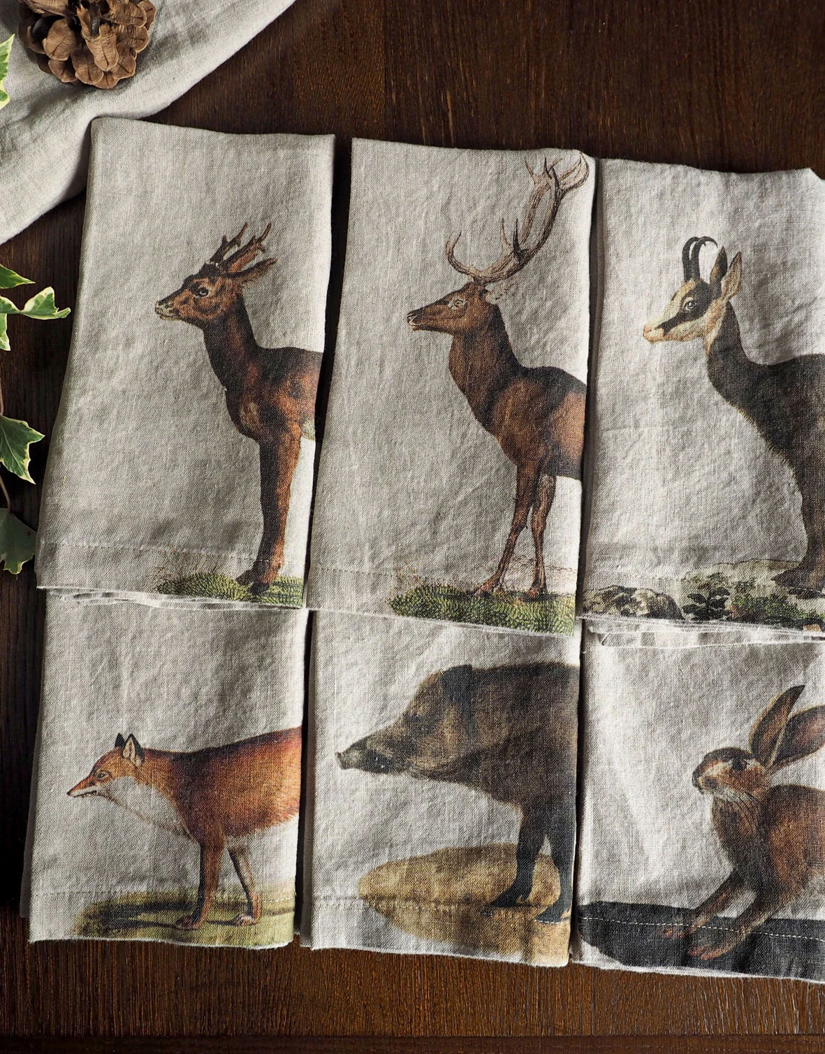 Serviettes lin animaux sauvages 3