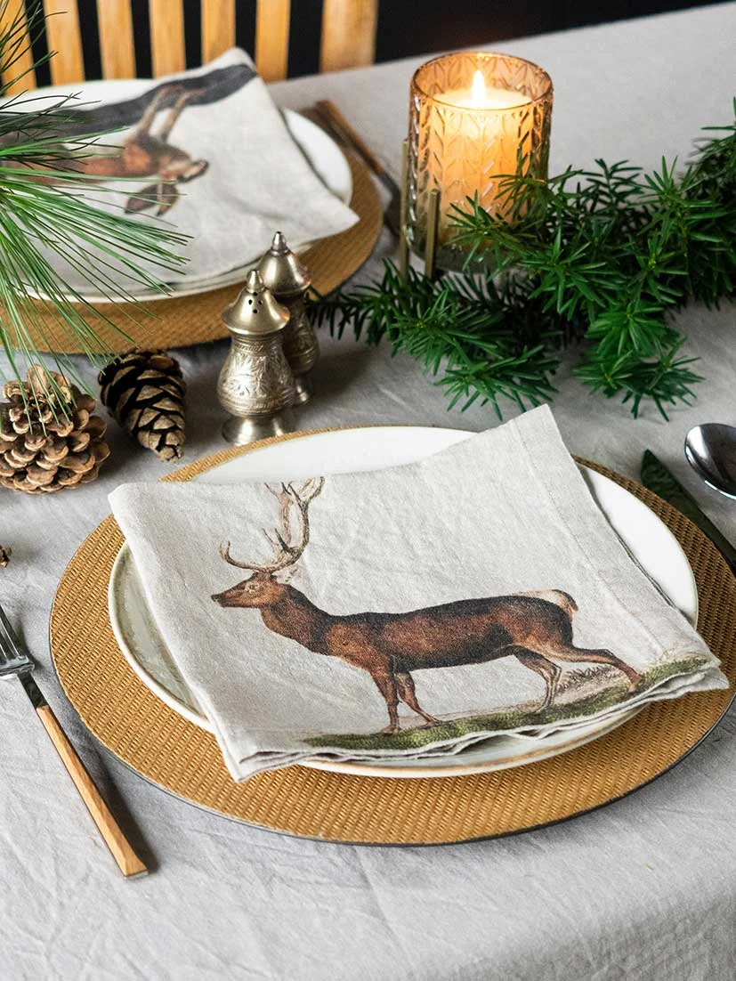 Serviettes lin animaux sauvages 5