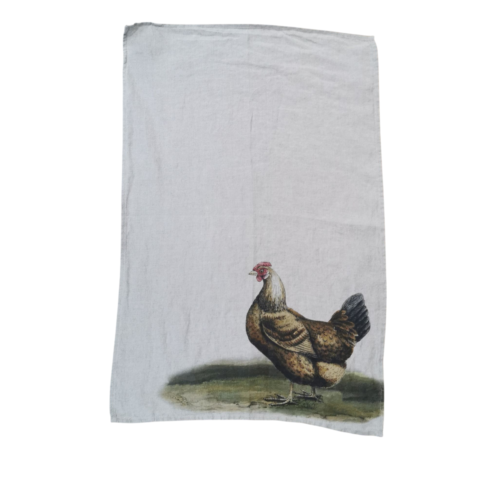 Torchon en lin motif Hen