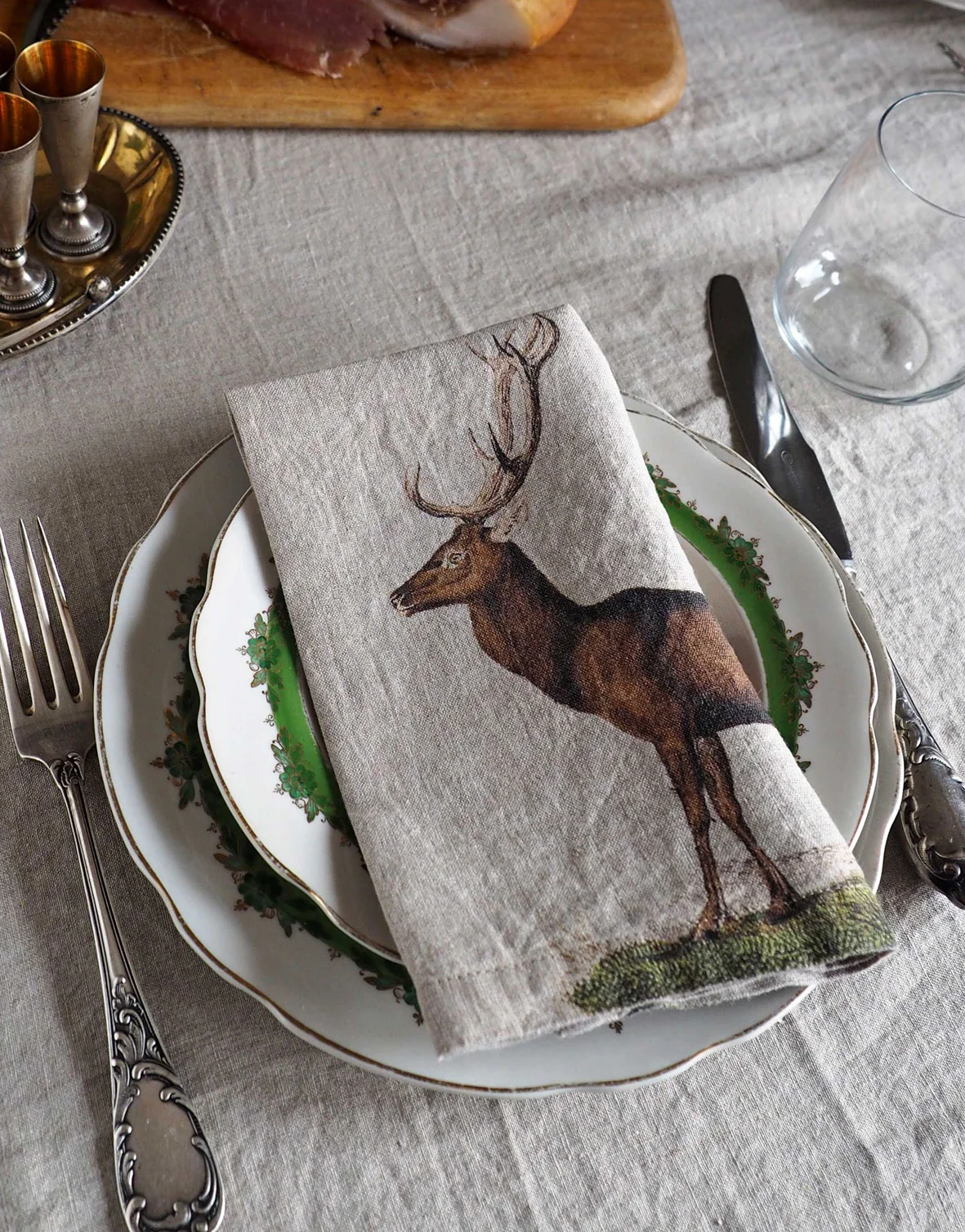 Serviettes lin animaux sauvages 2