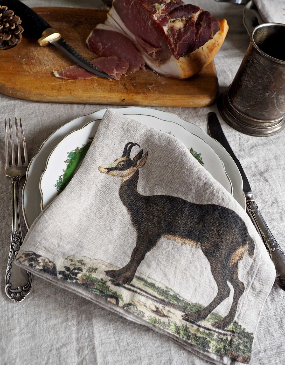 Serviettes lin animaux sauvages 4