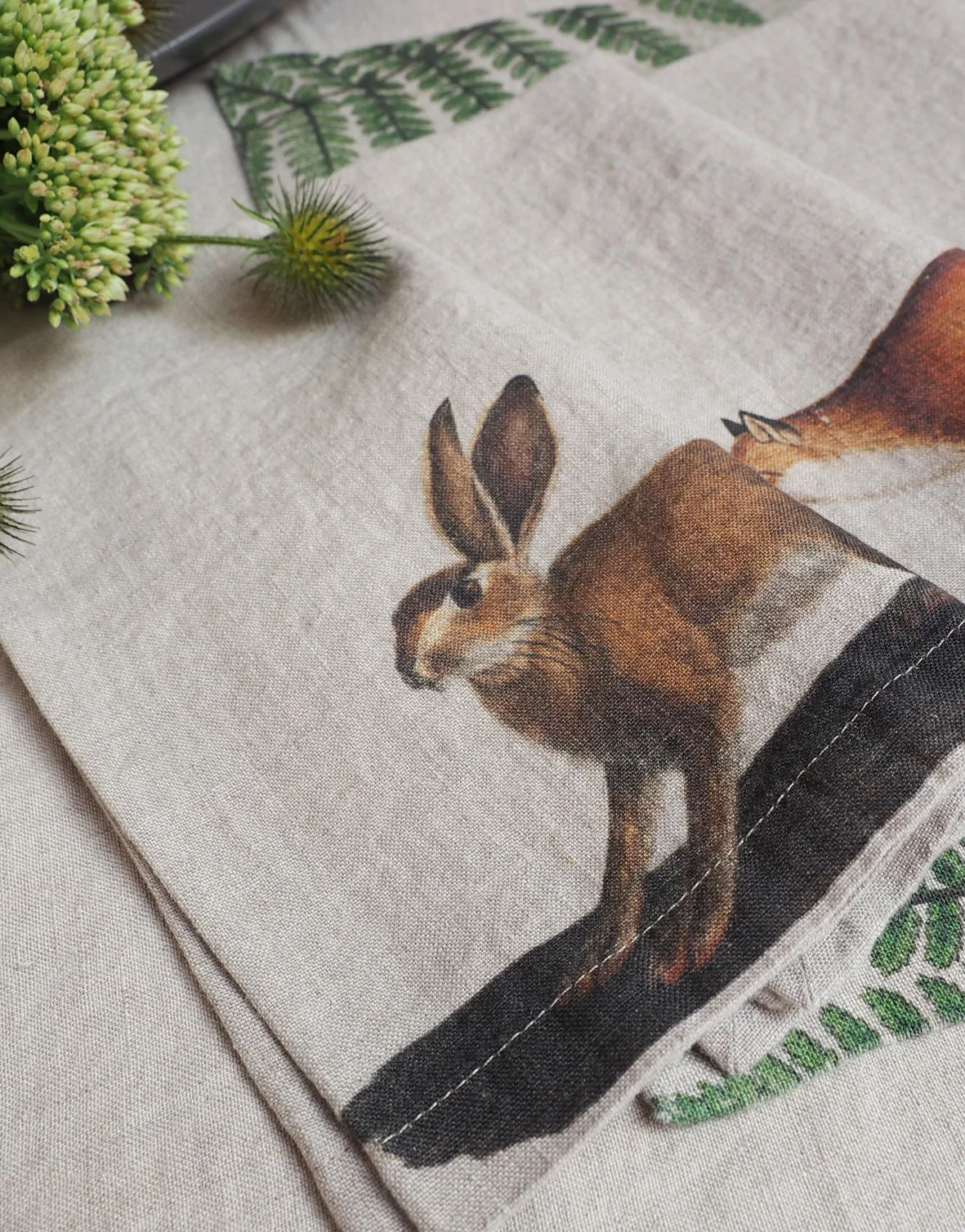 Serviettes lin animaux sauvages 6