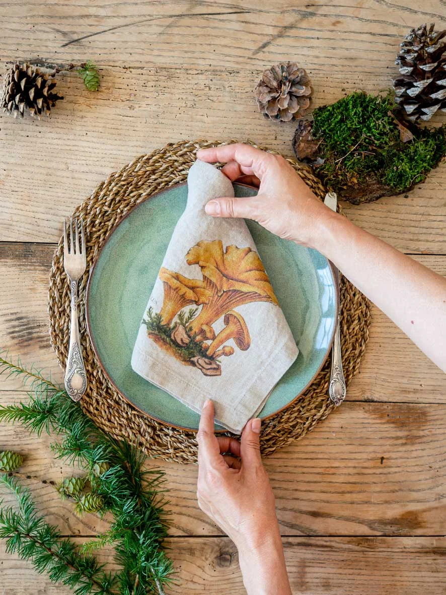 Serviettes lin champignons 2