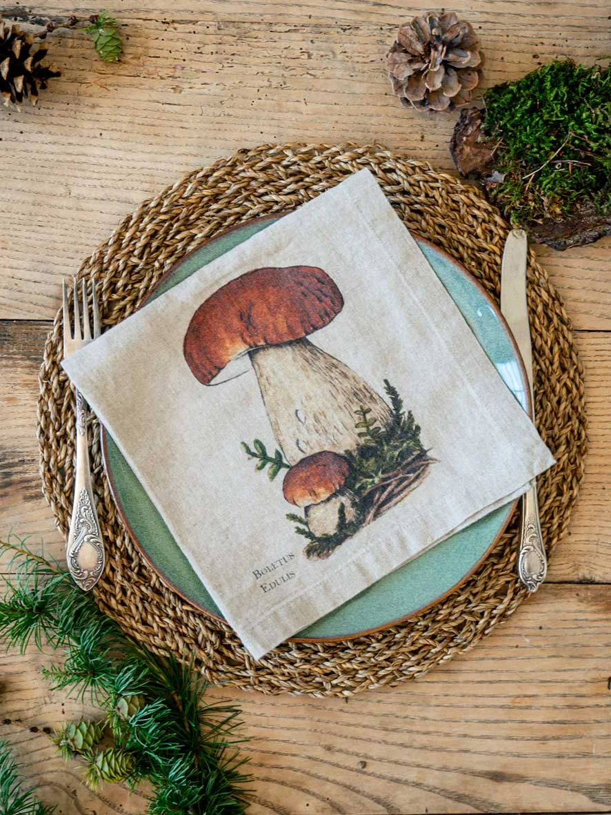 Serviettes lin champignons 3