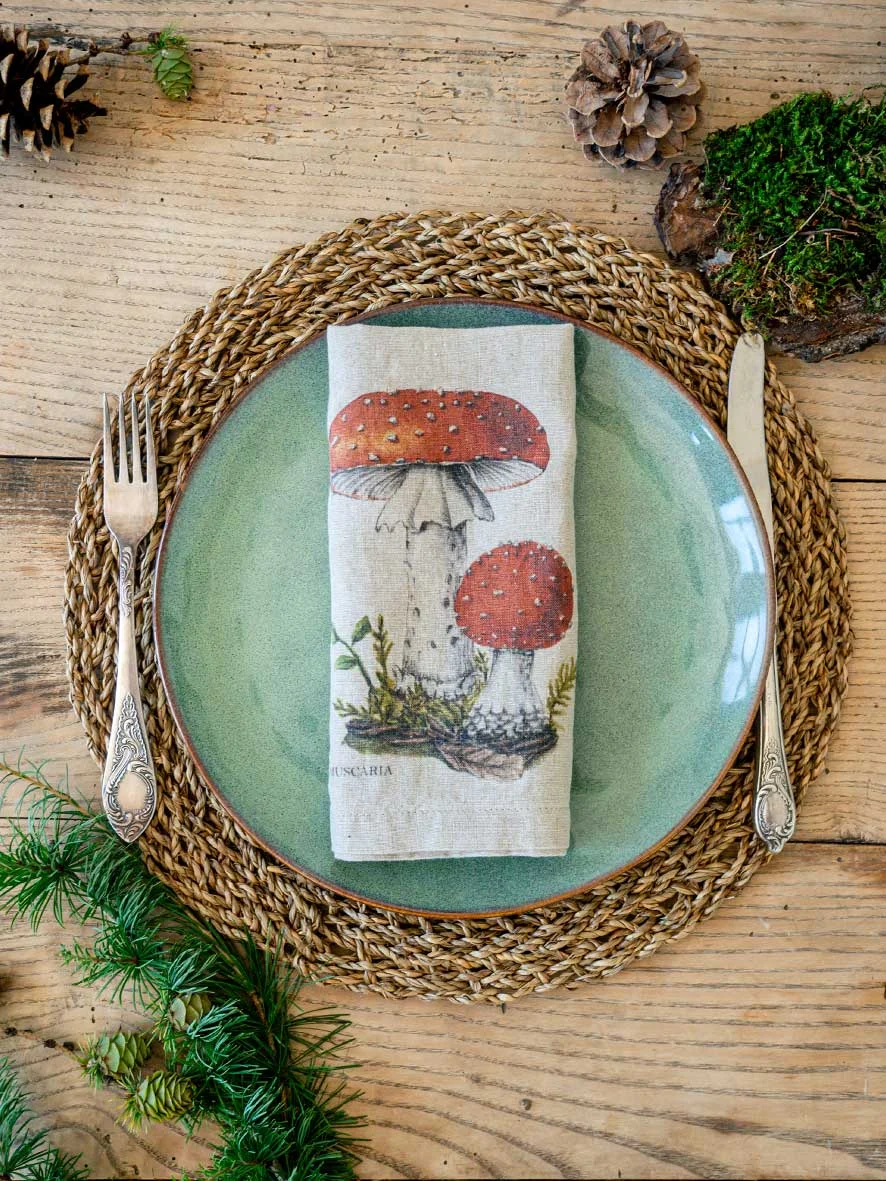Serviettes lin champignons 4