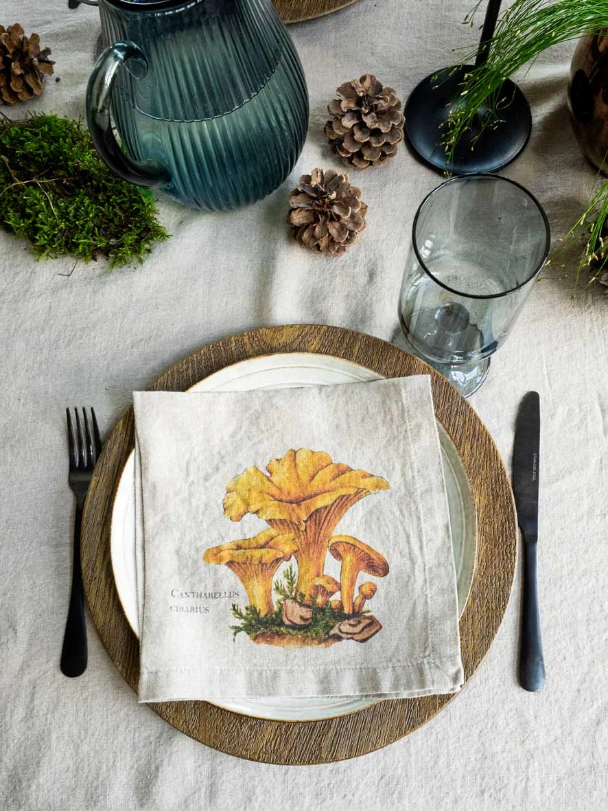 Serviettes lin champignons 6