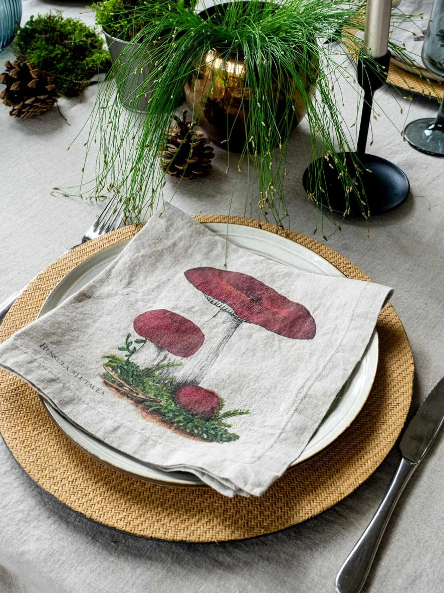 Serviettes lin champignons 7