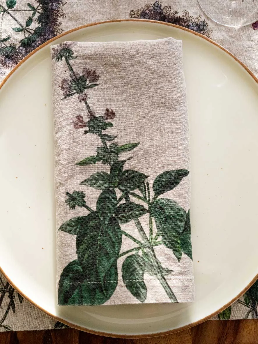 Serviettes lin herbes aromatiques 4