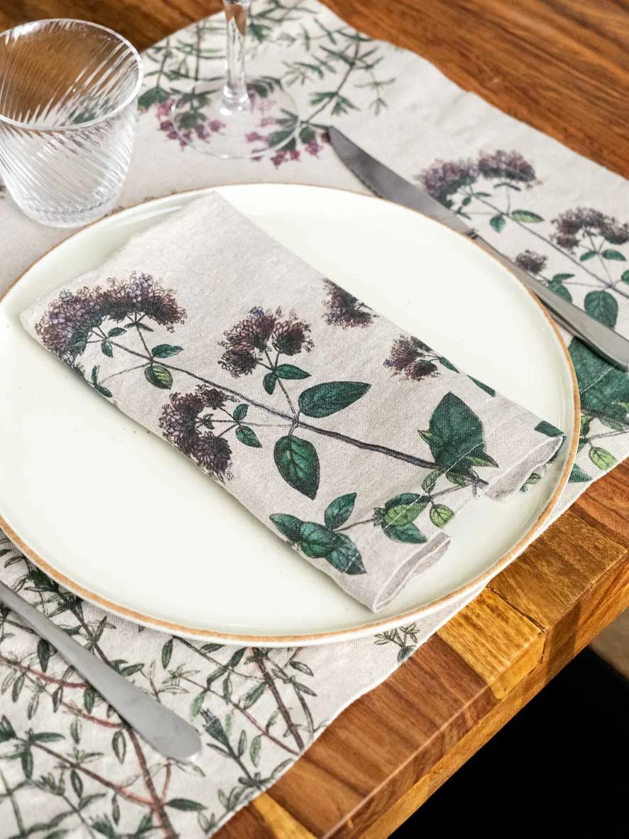 Serviettes lin herbes aromatiques 3